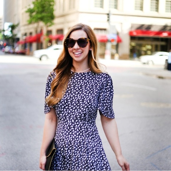 Something Navy Floral short sleeve Midi Dress 20164 - Picture 3 of 14